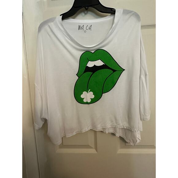 Wst Cst Tops - Shamrock Tongue Rolling Stones style